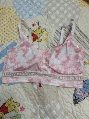 Lucky Brand Pink & White Tie-Dye Bralette